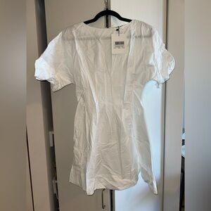 DISSH White Short Sleeve Cotton Mini Dress